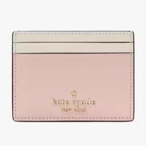 Kate Spade NWT Madison Pink cream slim Card Holder new in factory wrap